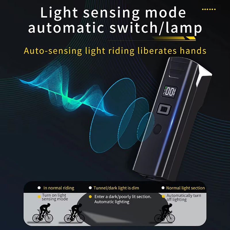 Rechargeable Bike Headlight with Battery, Bright Bicycle Front Light Type-C USB Handlebar Flashlight for Cycling