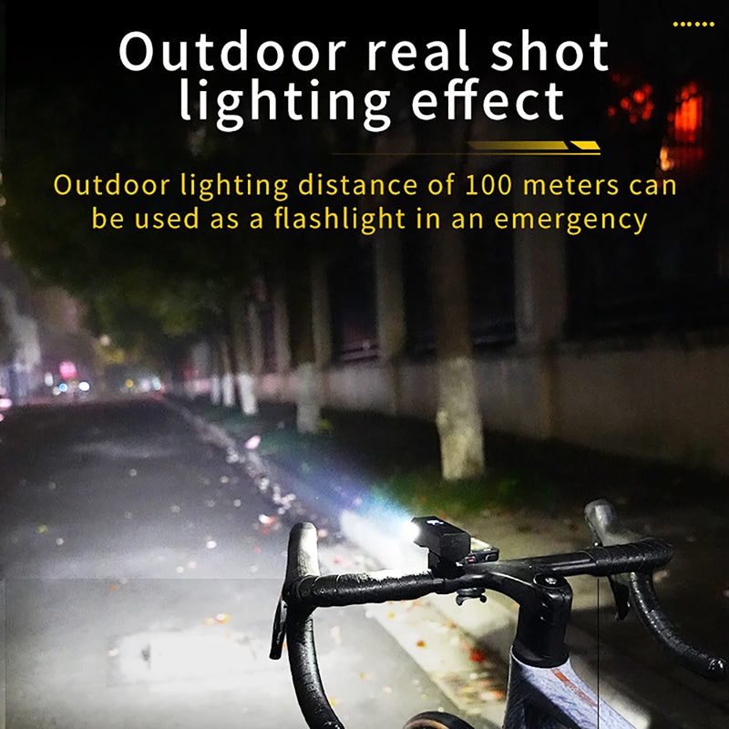 Rechargeable Bike Headlight with Battery, Bright Bicycle Front Light Type-C USB Handlebar Flashlight for Cycling