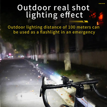 Rechargeable Bike Headlight with Battery, Bright Bicycle Front Light Type-C USB Handlebar Flashlight for Cycling