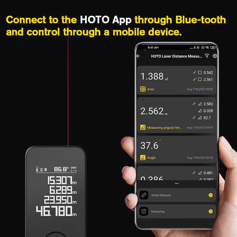 Smart Laser Measure Pro LED Display, Intelligent Digital Laser Tape Measuring Tool & Rechargeable Laser Ruler Rangefind