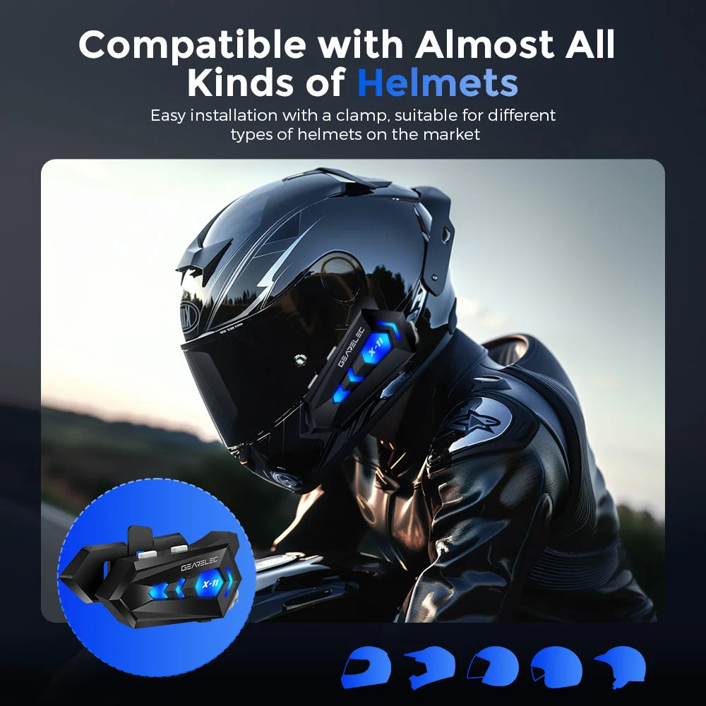 Bluetooth 53 Motorcycle Helmet Headset Waterproof Earphones With Speaker TriColor Ambient Light  Au 2