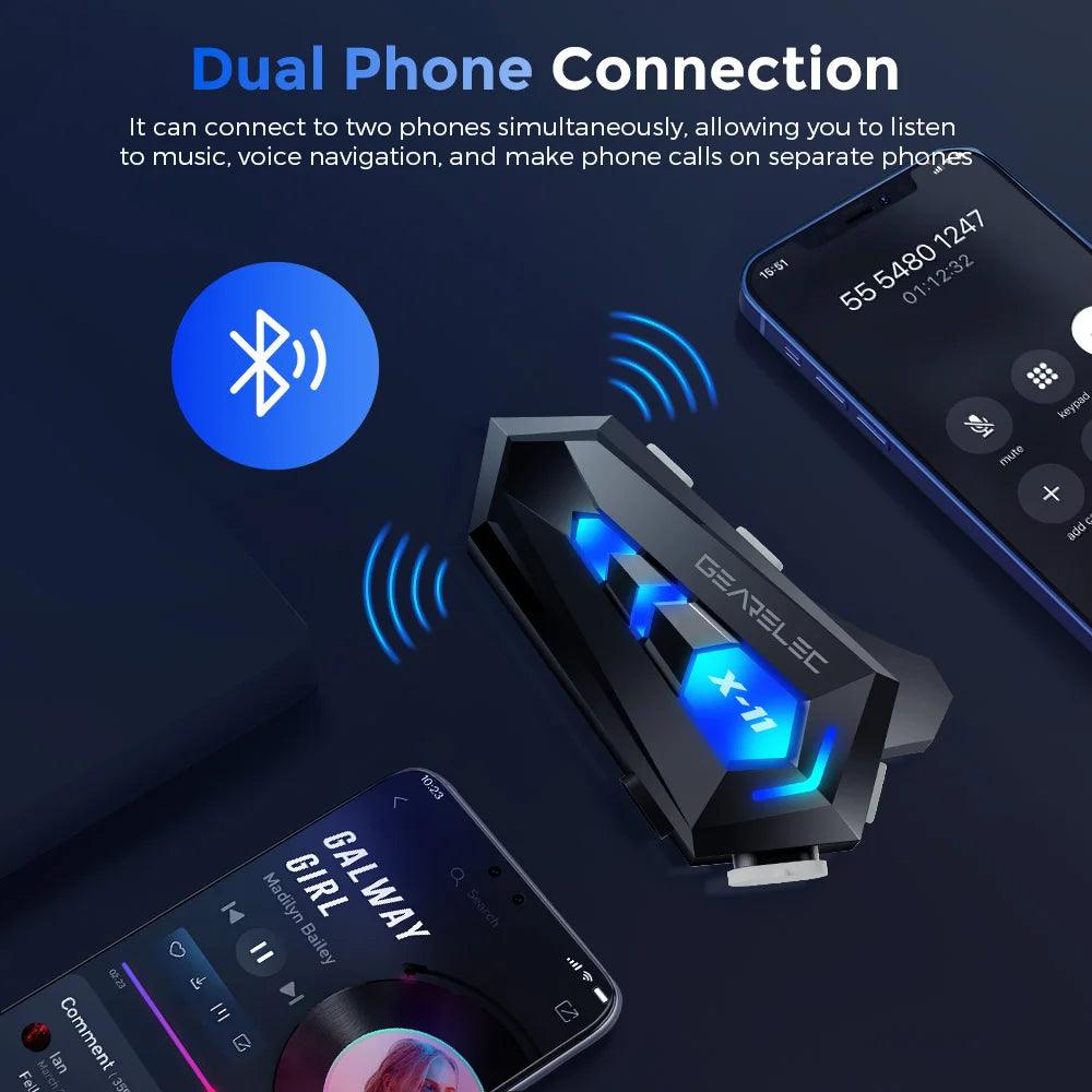 Bluetooth 53 Motorcycle Helmet Headset Waterproof Earphones With Speaker TriColor Ambient Light  Au 4
