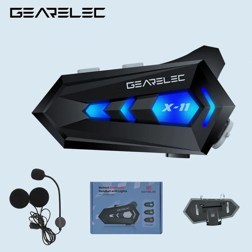 Bluetooth 53 Motorcycle Helmet Headset Waterproof Earphones With Speaker TriColor Ambient Light  Au 5
