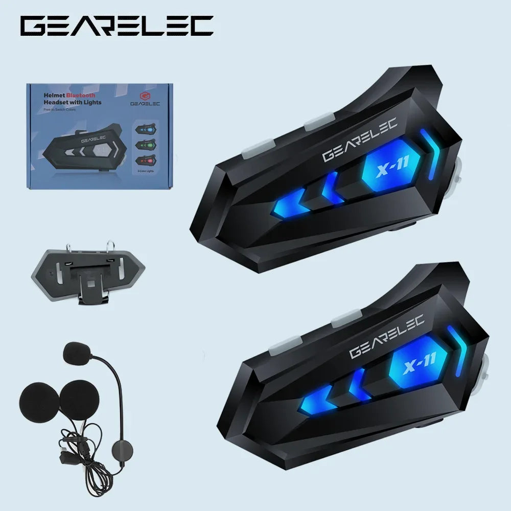 Bluetooth 53 Motorcycle Helmet Headset Waterproof Earphones With Speaker TriColor Ambient Light  Au 7
