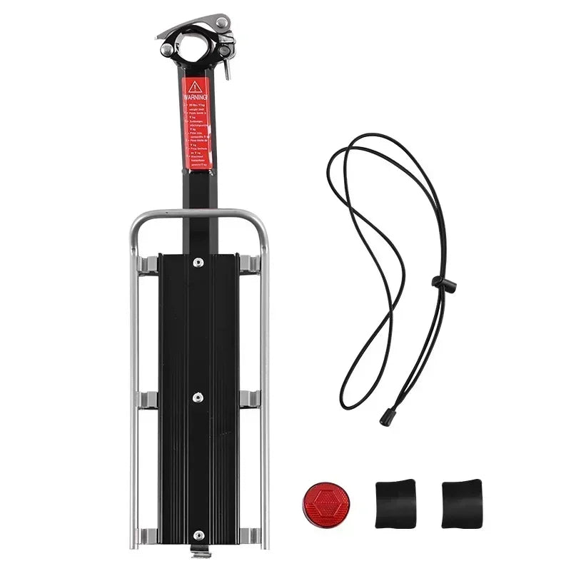 Quick Release Rear Bike Cargo Rack Aluminium Alloy Bicycle Luggage Carrier with Tail Reflector, Fits Seatpost up to 33m