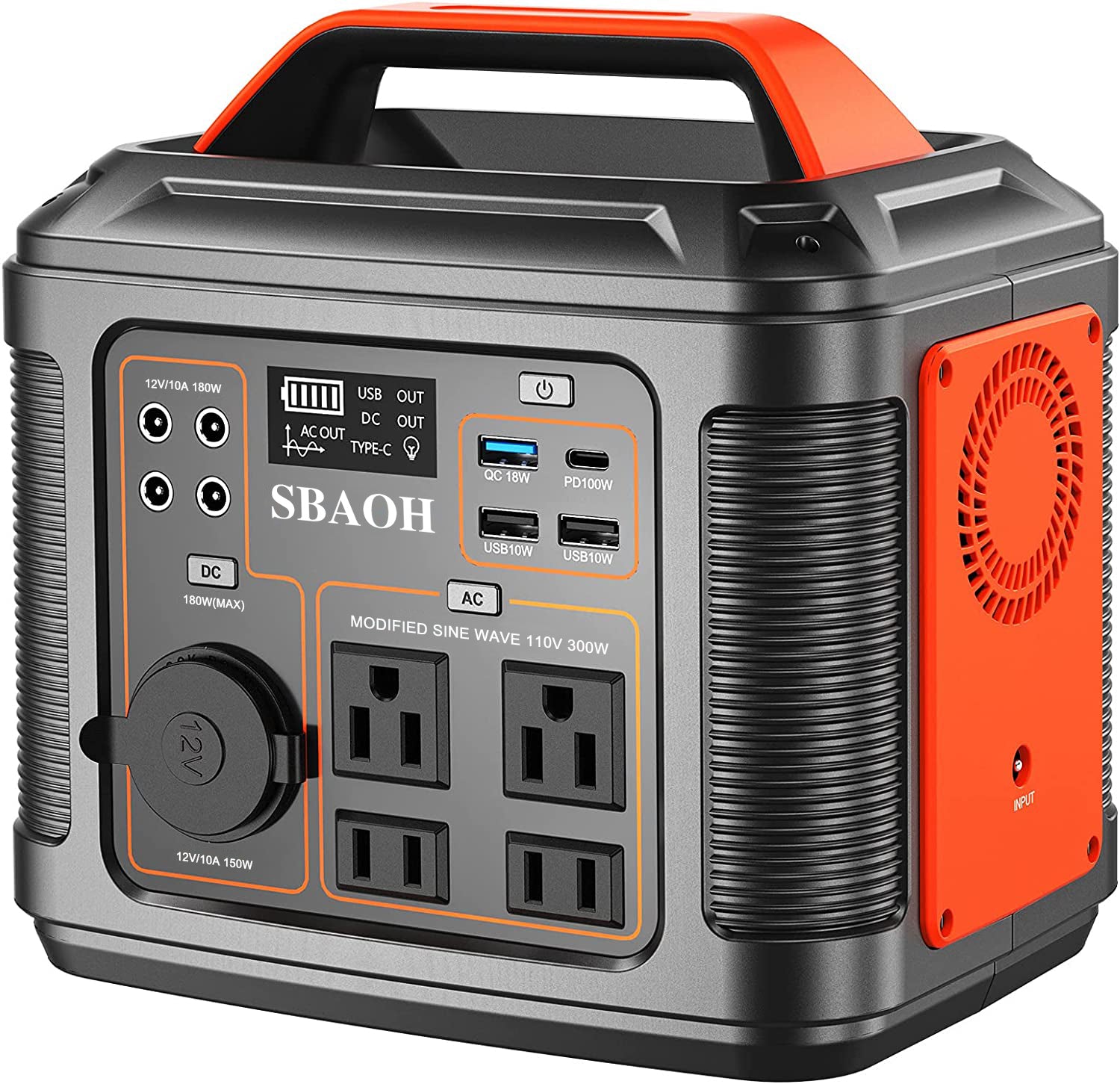 Portable Power Station, Ports, Car Socket & LED Flashlight Solar Generator