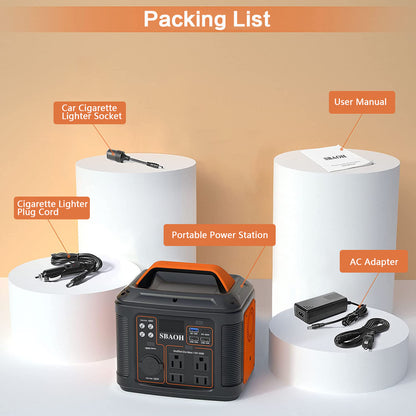 Portable Power Station, Ports, Car Socket & LED Flashlight Solar Generator