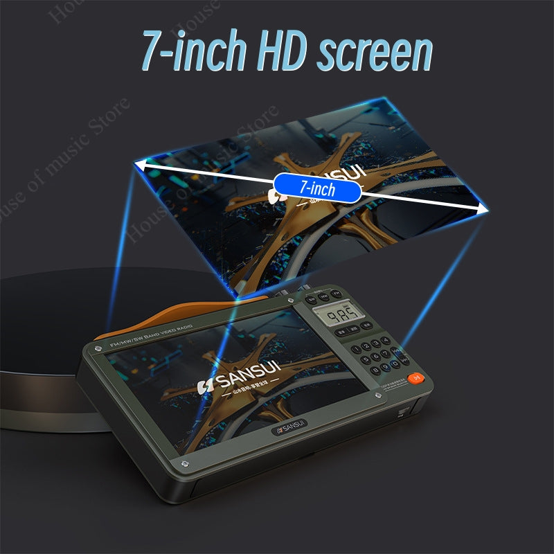 Portable FM Radio with Video Display, Wireless Bluetooth Speaker, MP4 Music Player, Dual TF Card Slot, E-book Playback