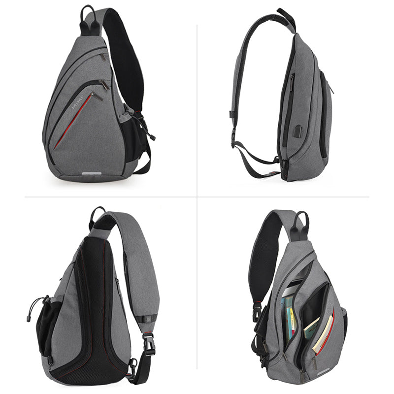 Sling Bag for Men & Women, One Shoulder Crossbody USB Backpack for Travel, Cycling, Sports, Students, School & Outdoor