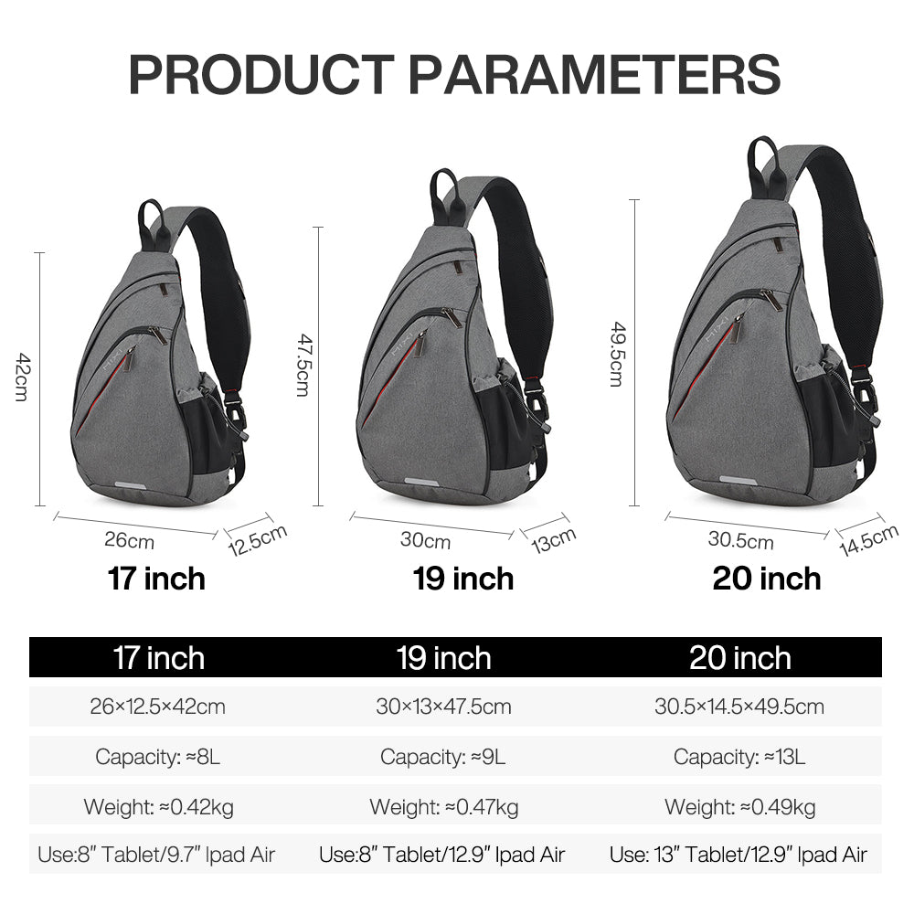 Sling Bag for Men & Women, One Shoulder Crossbody USB Backpack for Travel, Cycling, Sports, Students, School & Outdoor