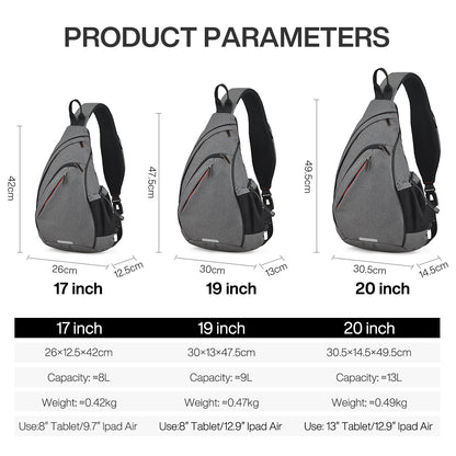 Sling Bag for Men & Women, One Shoulder Crossbody USB Backpack for Travel, Cycling, Sports, Students, School & Outdoor