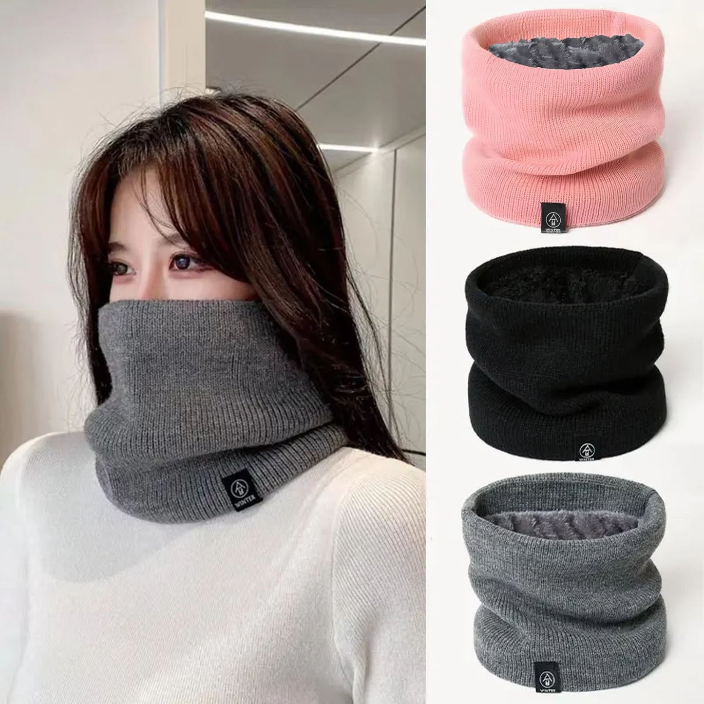 Cashmere-Feel Winter Snood Scarf – Soft, Thick, and Unisex Warmth for Cold Weather