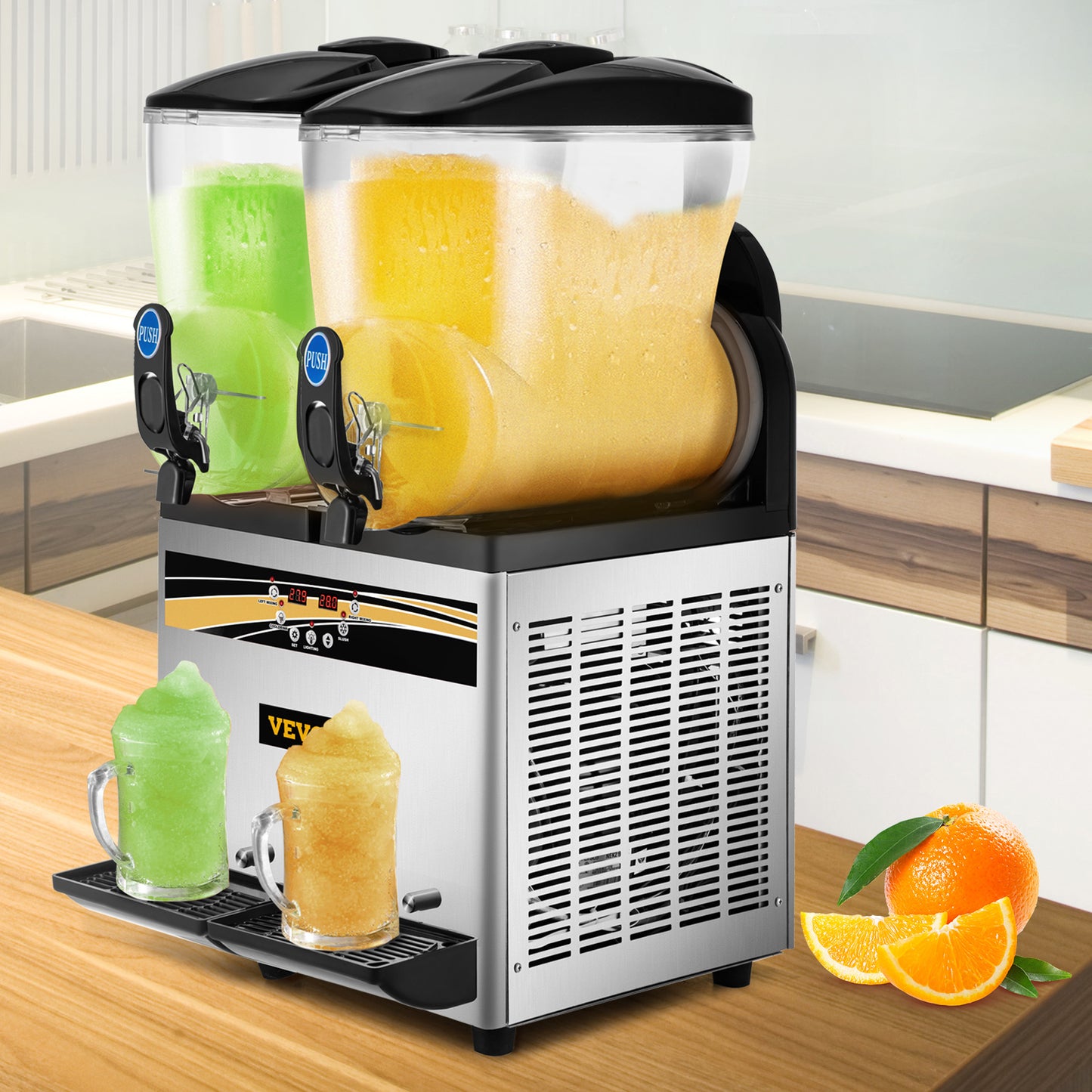 Commercial Slushy Machine Double Tank Margarita Maker, Stainless Steel Frozen Drink Machine for Cafes & Bars