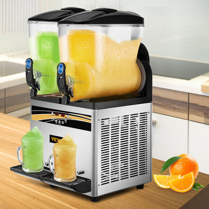 Commercial Slushy Machine Double Tank Margarita Maker, Stainless Steel Frozen Drink Machine for Cafes & Bars