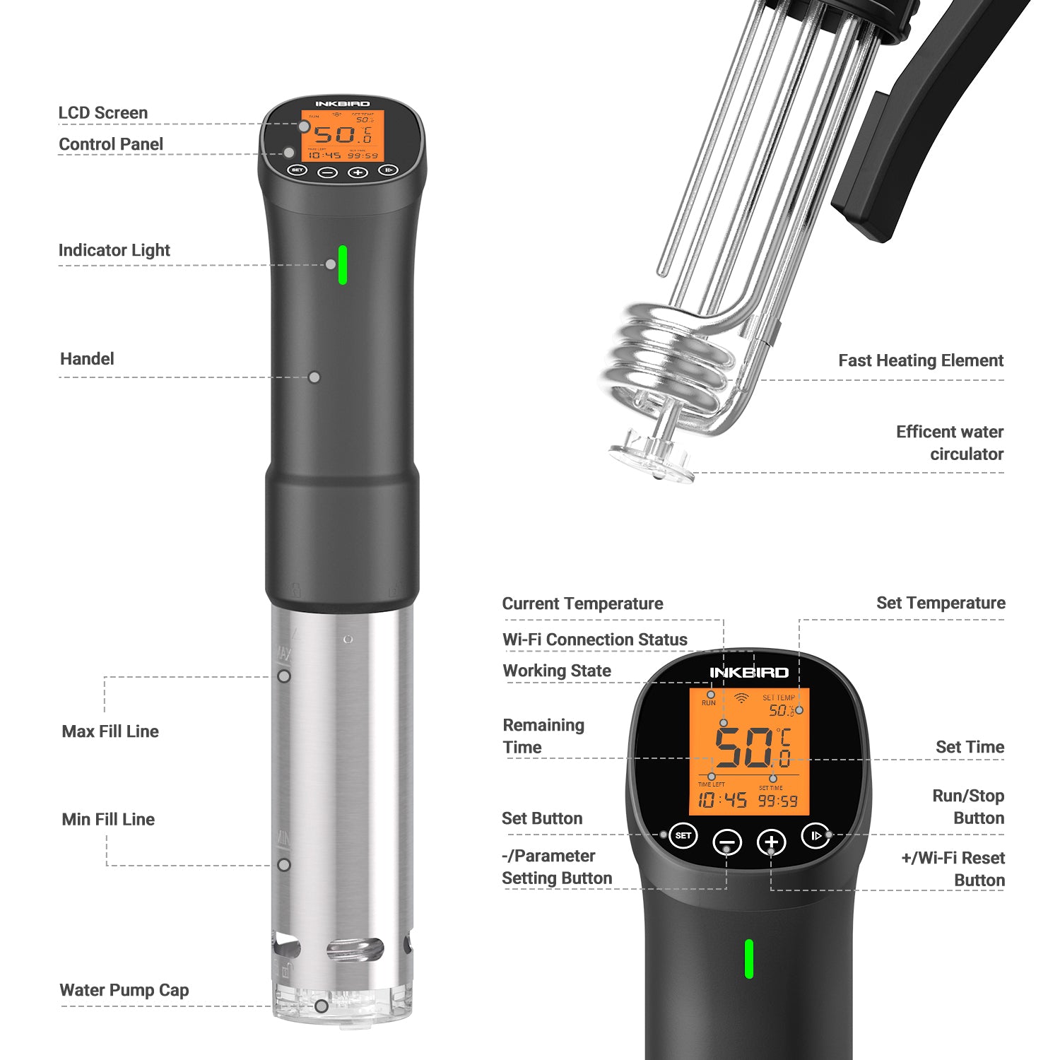 Precision Cooker Powerful  Durable Immersion Circulator With Stainless Steel Components RapidHeat I 1