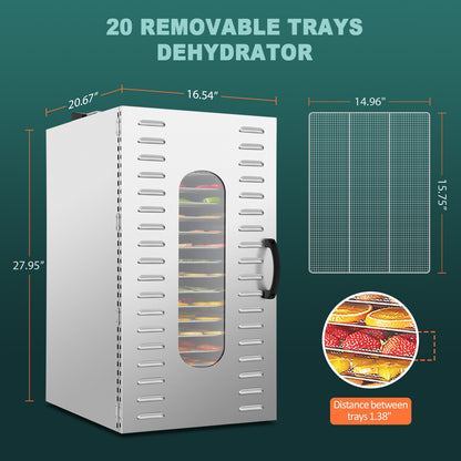Commercial Stainless Steel Food Dehydrator 20 Trays Adjustable Timer Jerky  Fruit Dryer For Meat Be 3