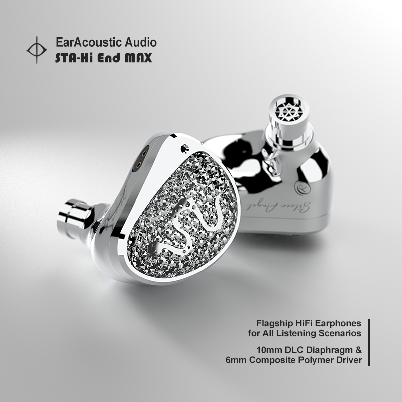 HiFi IEM Earphones EarAcoustic STAHi End MAX Dual Driver 10mm DLC  6mm Composite Wired Audiophile I 1
