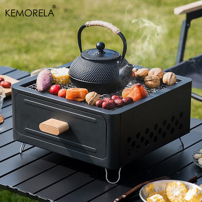 Heavy-Duty Outdoor BBQ Camping Stove Brazier Barbecue Grill Stove, Portable Charcoal Firepit for Tea Cooking Household