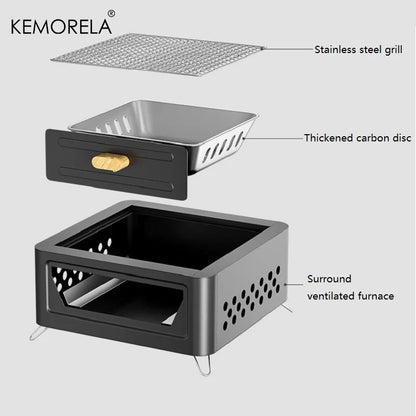 HeavyDuty Outdoor BBQ Camping Stove Brazier Barbecue Grill Stove Portable Charcoal Firepit For Tea  4