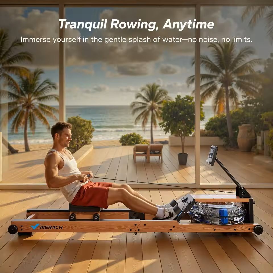 Foldable Water Rowing Machine With Monitor And 400 Lbs Weight Capacity 2