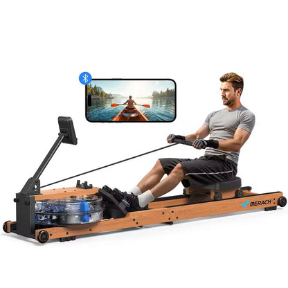 Foldable Water Rowing Machine with Monitor and 400 lbs Weight Capacity