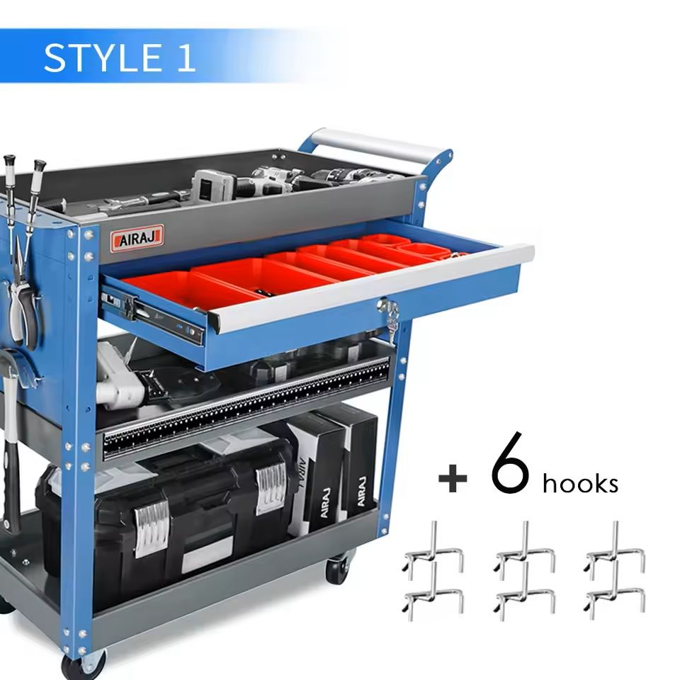 3-Tier Rolling Tool Cart with Wheels 440 lbs Capacity Garage Storage