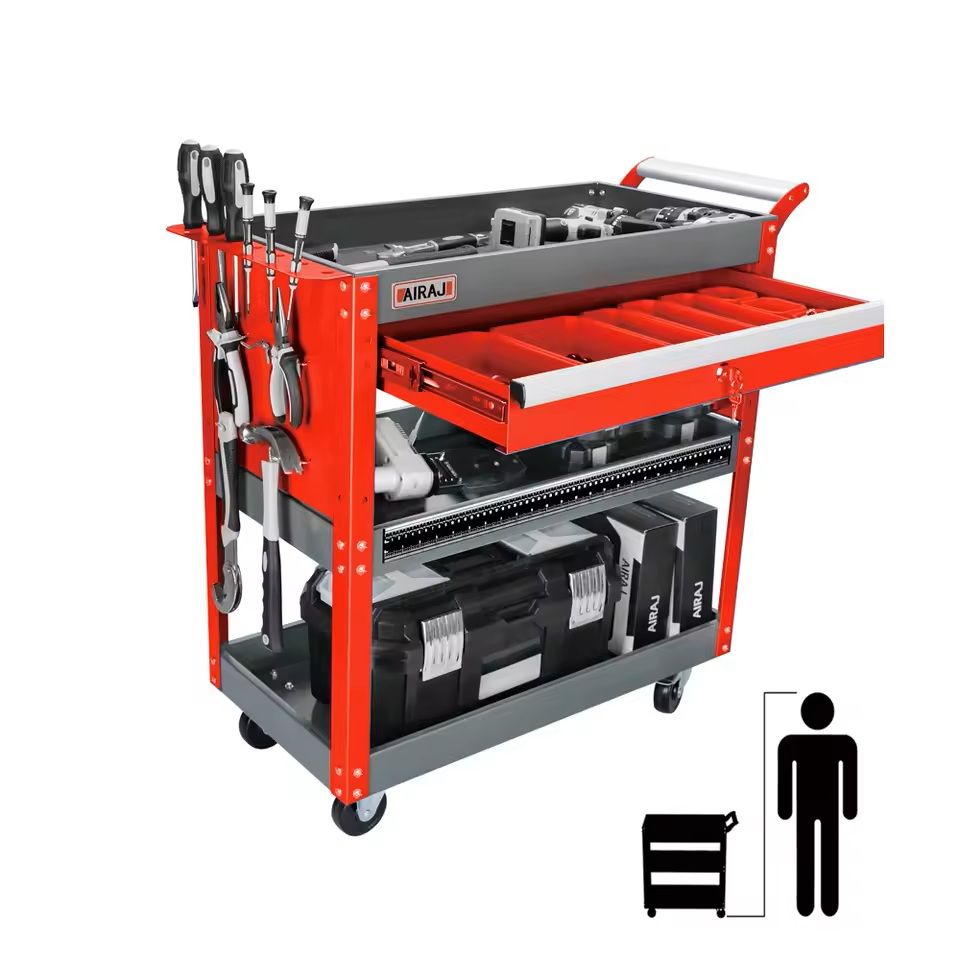 3Tier Rolling Tool Cart With Wheels 440 Lbs Capacity Garage Storage 2