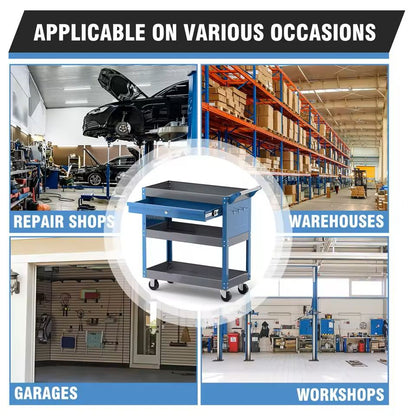 3Tier Rolling Tool Cart With Wheels 440 Lbs Capacity Garage Storage 3
