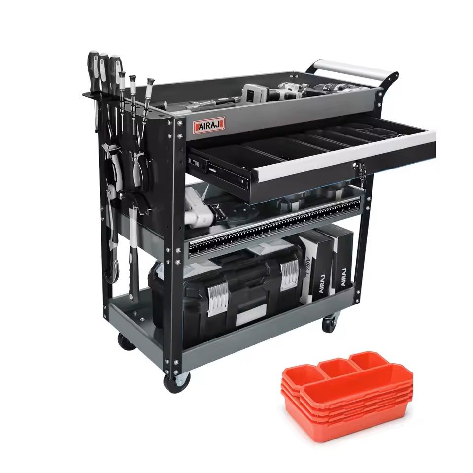 3Tier Rolling Tool Cart With Wheels 440 Lbs Capacity Garage Storage 4