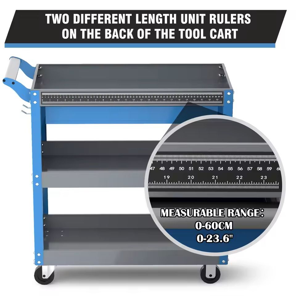 3Tier Rolling Tool Cart With Wheels 440 Lbs Capacity Garage Storage 5
