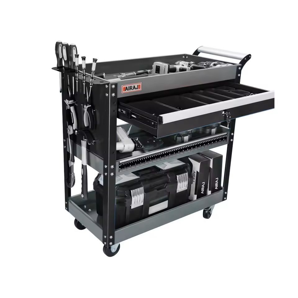 3Tier Rolling Tool Cart With Wheels 440 Lbs Capacity Garage Storage 7