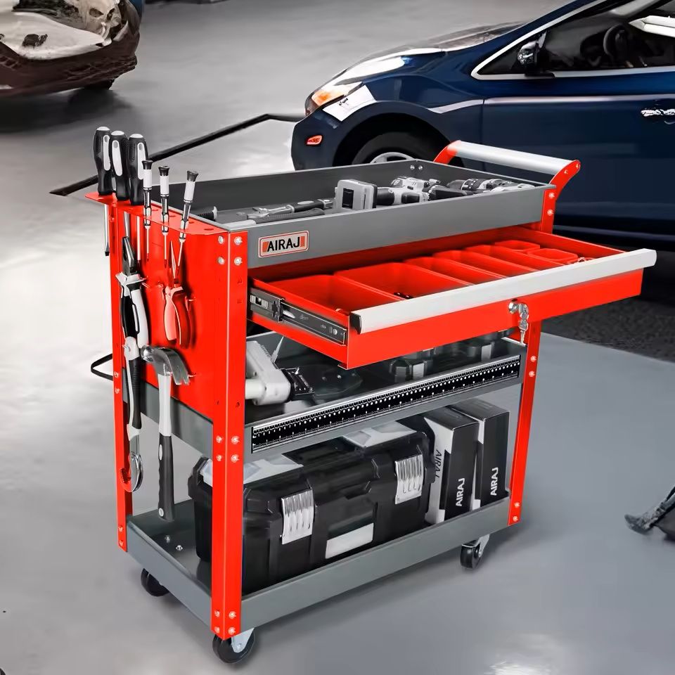3Tier Rolling Tool Cart With Wheels 440 Lbs Capacity Garage Storage 8