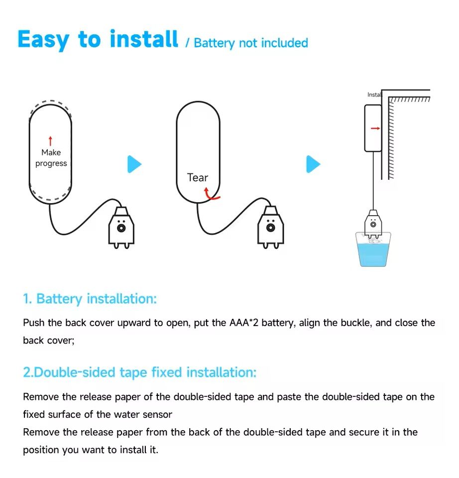WiFi Water Leak Detector With 130dB Alarm And App Control 4