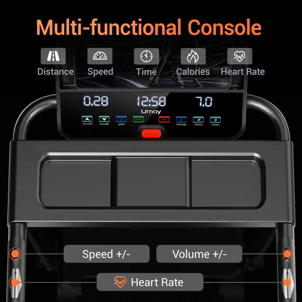 30HP Foldable Home Treadmill With HR Monitor And Dual Shock Absorption 3