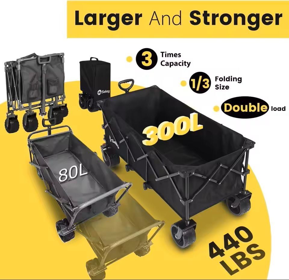 48 In Heavy Duty Collapsible Folding Wagon 440 Lbs Capacity Utility Cart 1