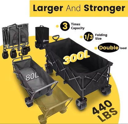 48 In Heavy Duty Collapsible Folding Wagon 440 Lbs Capacity Utility Cart 1
