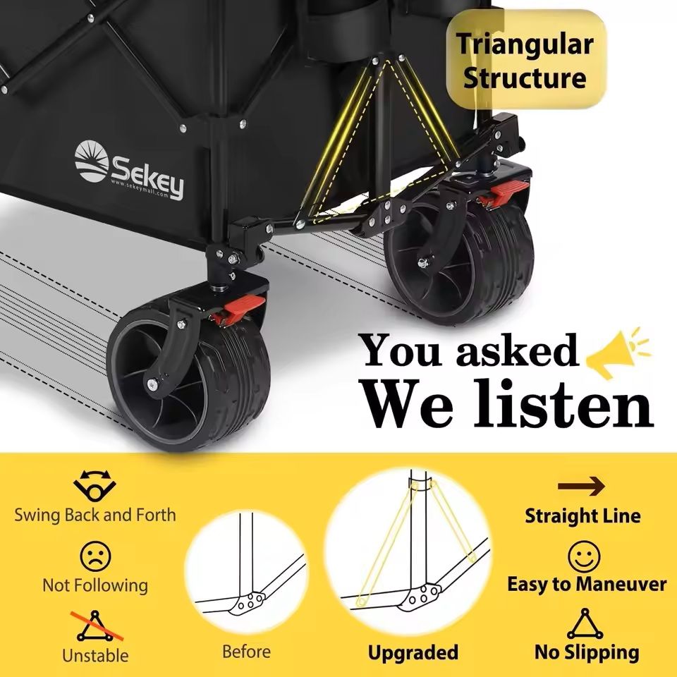 48 In Heavy Duty Collapsible Folding Wagon 440 Lbs Capacity Utility Cart 2
