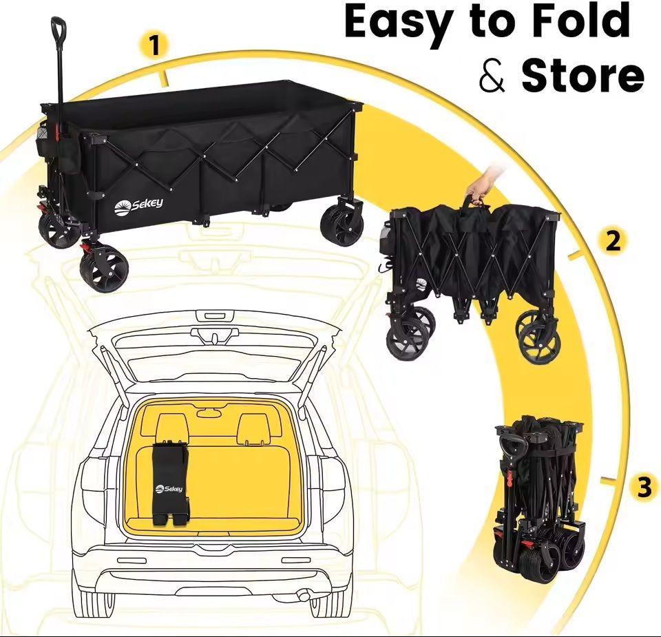 48 In Heavy Duty Collapsible Folding Wagon 440 Lbs Capacity Utility Cart 5
