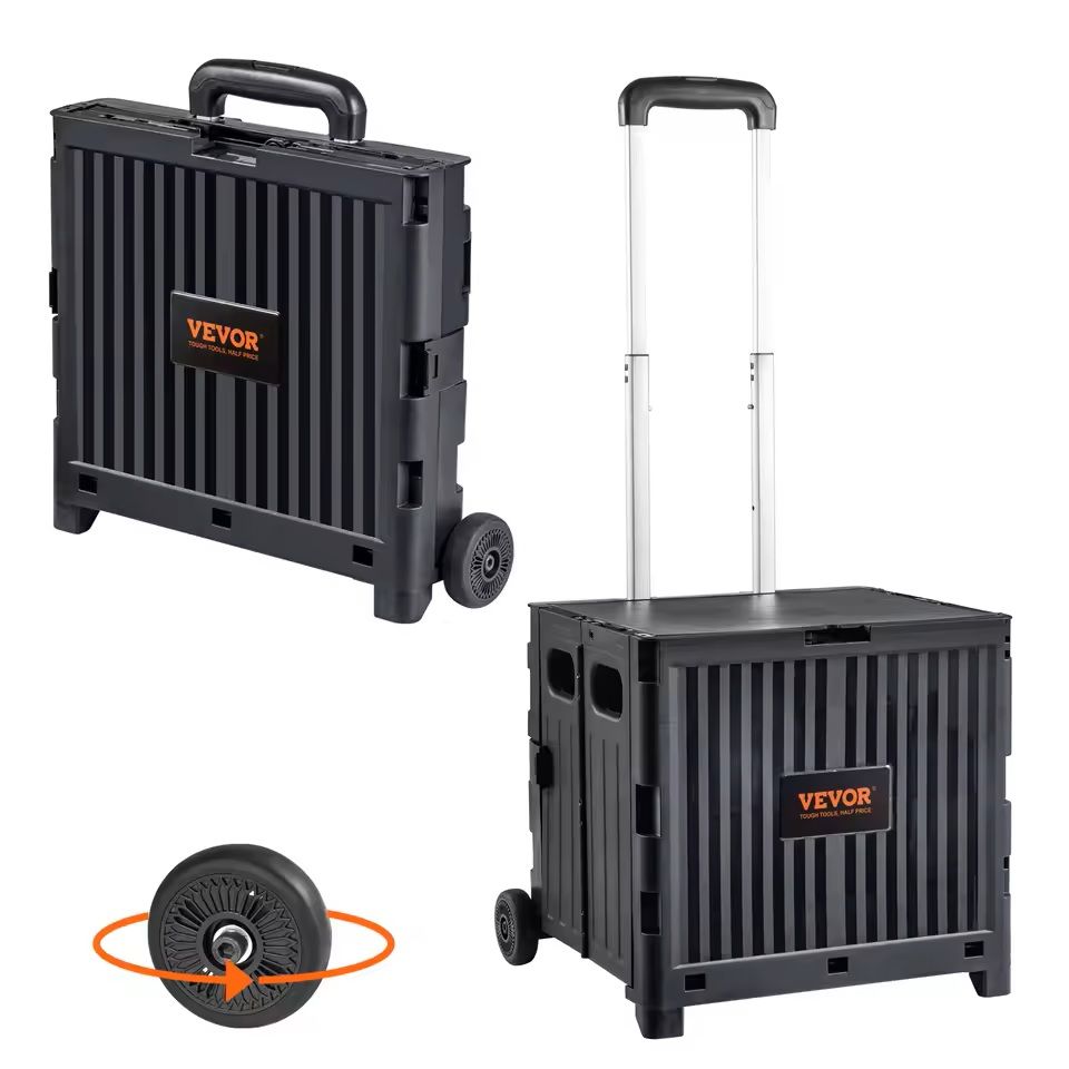 Foldable Utility Shopping Cart with Wheels and Telescopic Handle