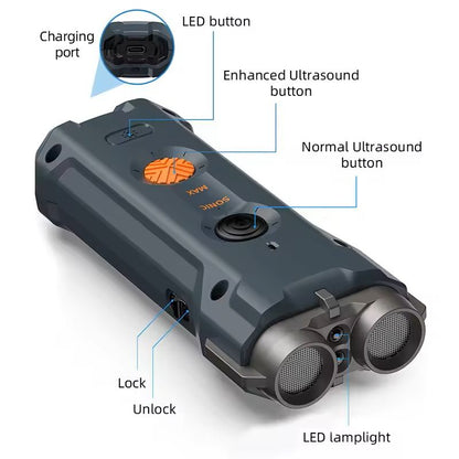 Ultrasonic Dog Repeller With LED Flashlight And AntiBarking Deterrent 2