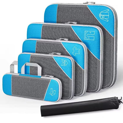 6 Piece Travel Packing Cube Set With Shoe Bag And Mesh Panels 9
