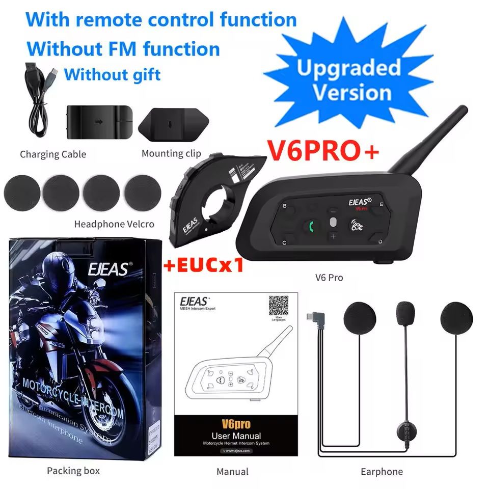 Motorcycle Helmet Bluetooth Intercom Headset 800M Waterproof Interphone For 6 Riders 7