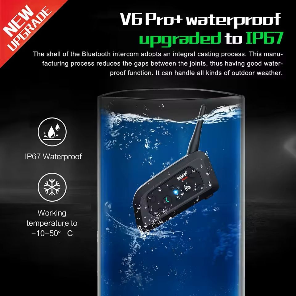 Motorcycle Helmet Bluetooth Intercom Headset 800M Waterproof Interphone For 6 Riders 3