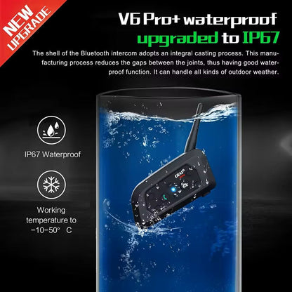 Motorcycle Helmet Bluetooth Intercom Headset 800M Waterproof Interphone For 6 Riders 3
