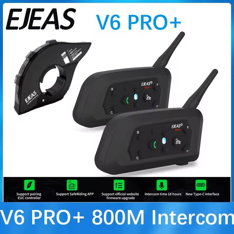 Motorcycle Helmet Bluetooth Intercom Headset 800M Waterproof Interphone for 6 Riders