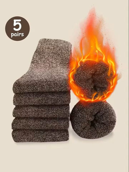 5 Pairs Solid Color Unisex Sports Socks MidCalf Winter Gift Set 9
