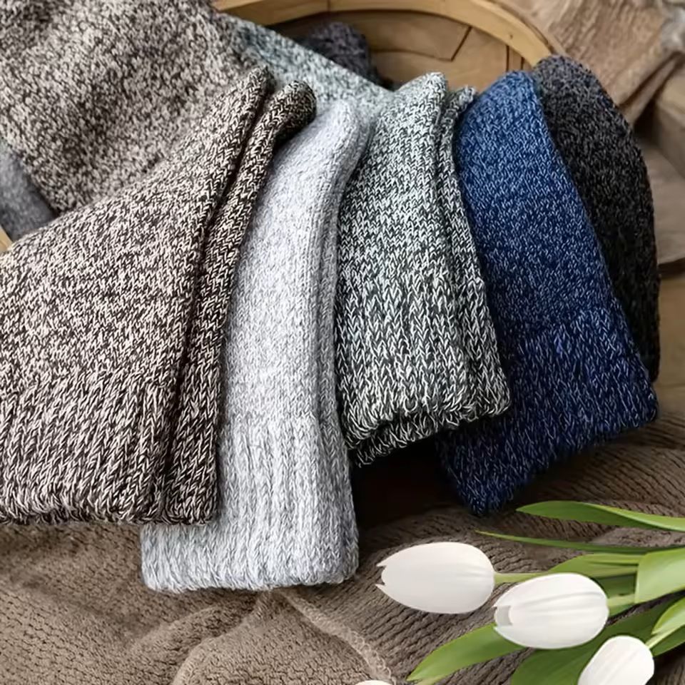 5 Pairs Solid Color Unisex Sports Socks MidCalf Winter Gift Set 3