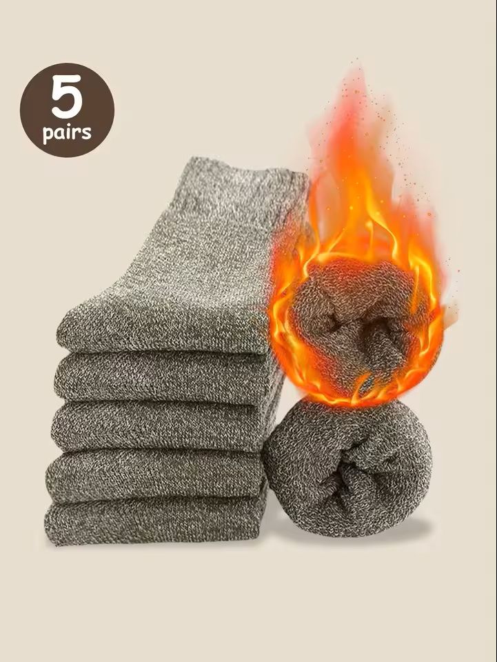 5 Pairs Solid Color Unisex Sports Socks MidCalf Winter Gift Set 8