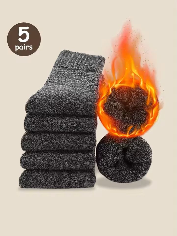 5 Pairs Solid Color Unisex Sports Socks MidCalf Winter Gift Set 10