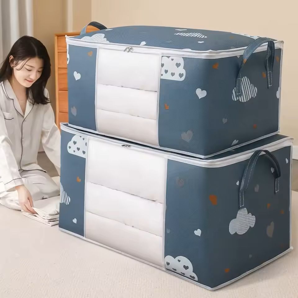 Large Capacity Clothes Storage Bag Foldable Organizer with Zipper and Handles